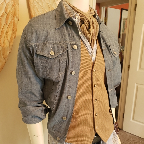 GAP 1969 LINEN/COTTON LIGHTWEIGH DENIM CUT JACKET - Picture 3 of 5